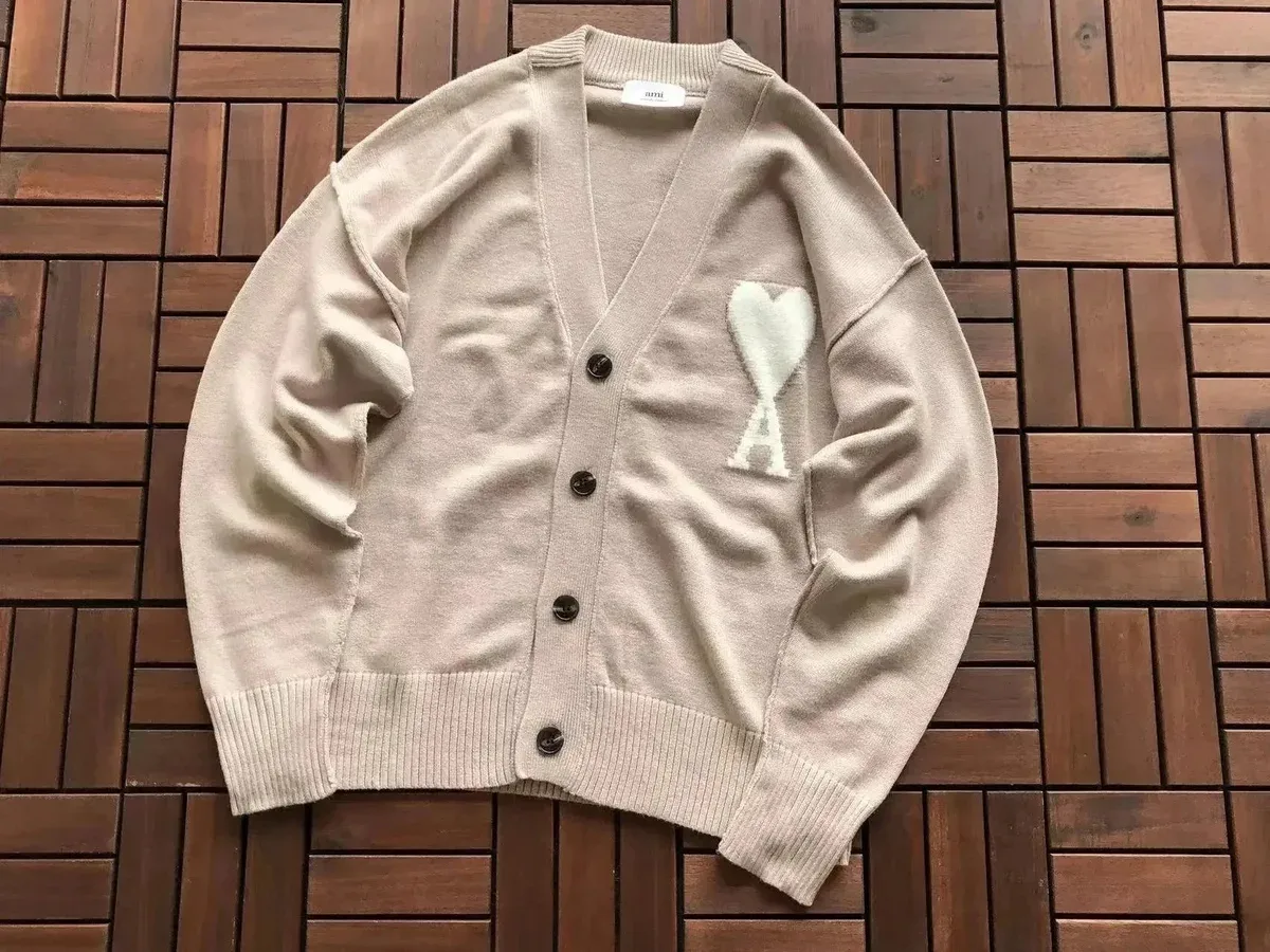 Ami Paris Ami Paris Ami de Coeur Beige Heart Cardigan Beige - 1