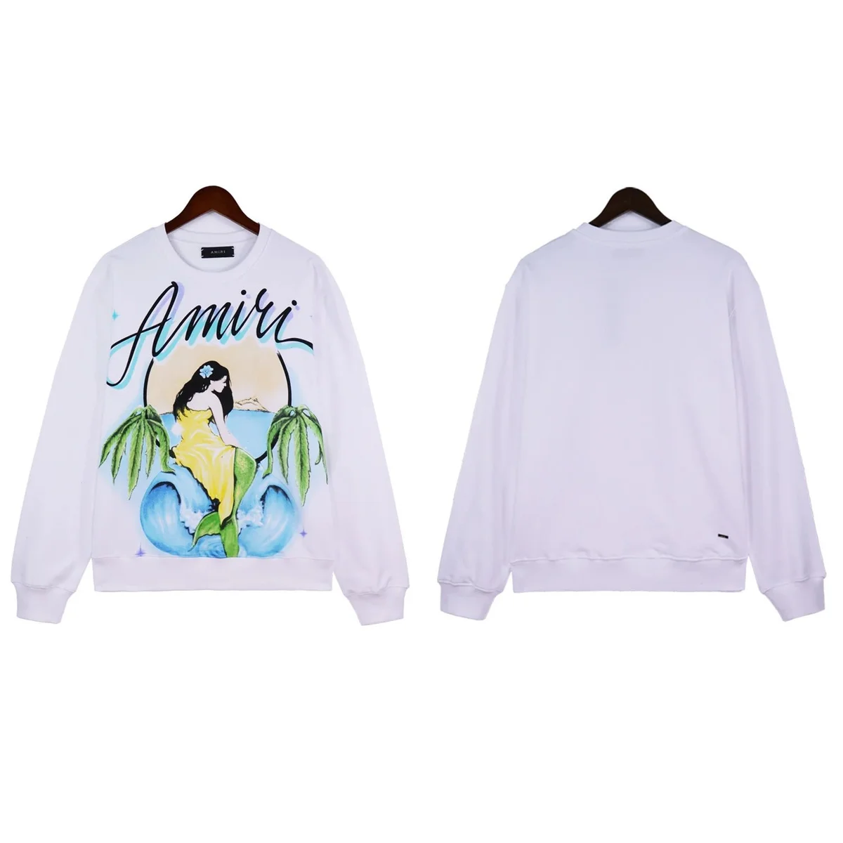 Amiri Amiri White Mermaid Print Crewneck Sweatshirt White - 1