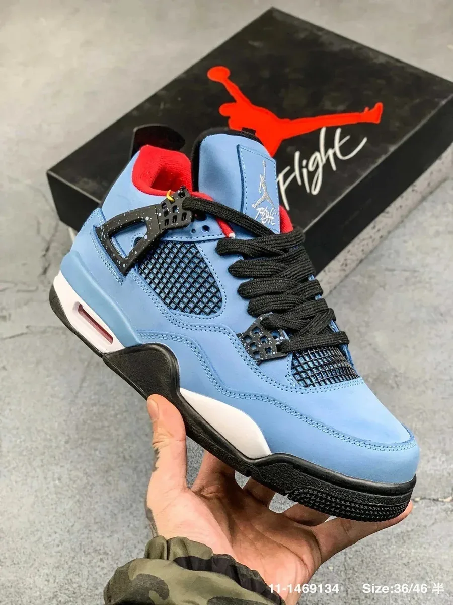 Jordan Nike Air Jordan 4 Travis Scott x Cactus Jack Light Blue Sneakers Blue - 1