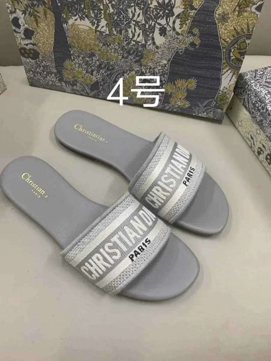Dior Christian Dior Oblique Grey Slide Sandals Grey - 1
