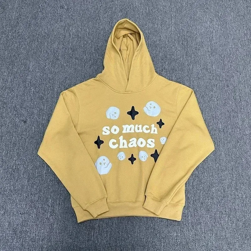 Other Unisex Mustard 'So Much Chaos' Hoodie Yellow - 1