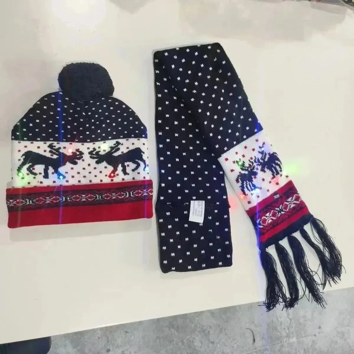 Other Kids' Christmas Moose Beanie & Scarf Set Navy - 1