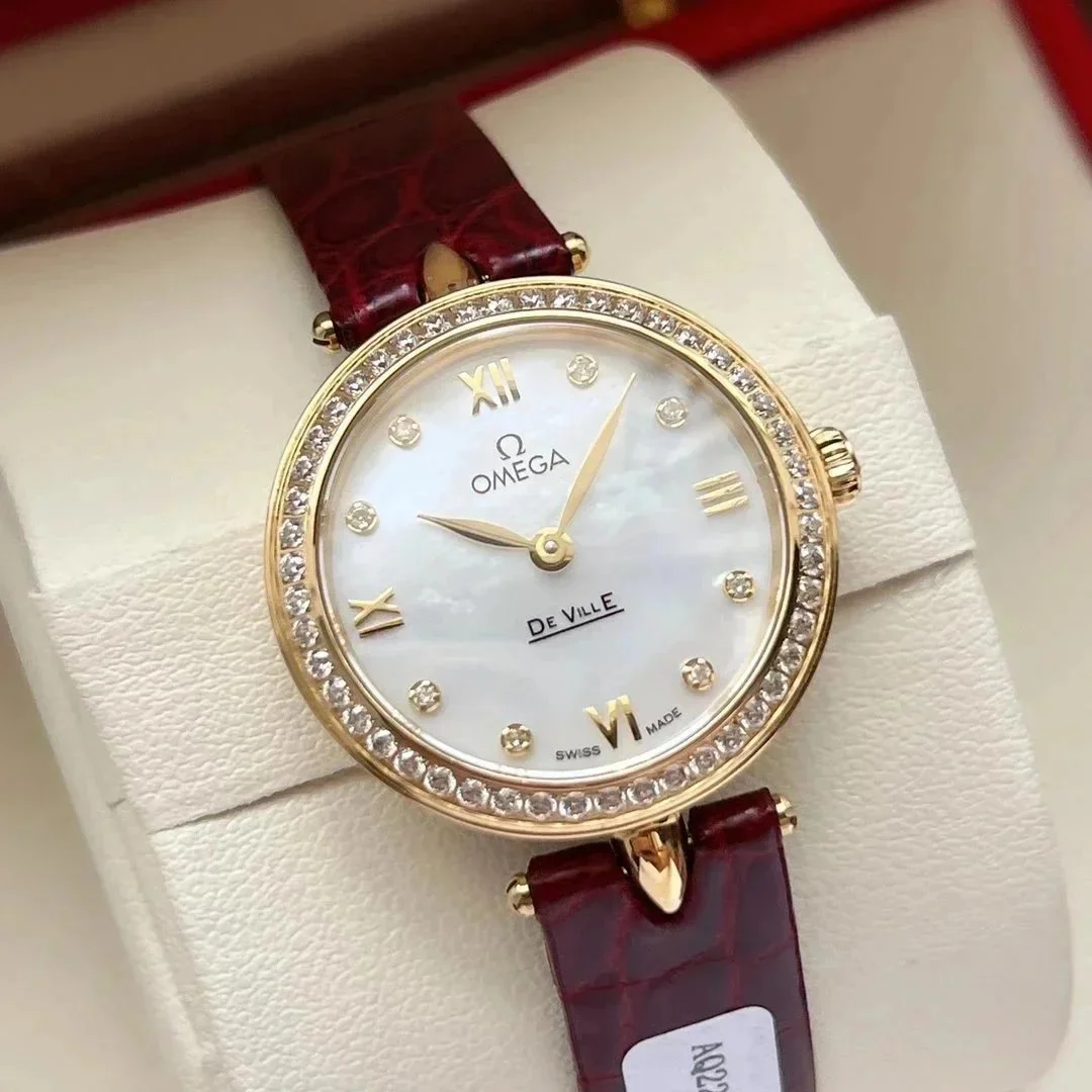 Omega Omega De Ville Gold Dial Red Leather Watch Red - 1