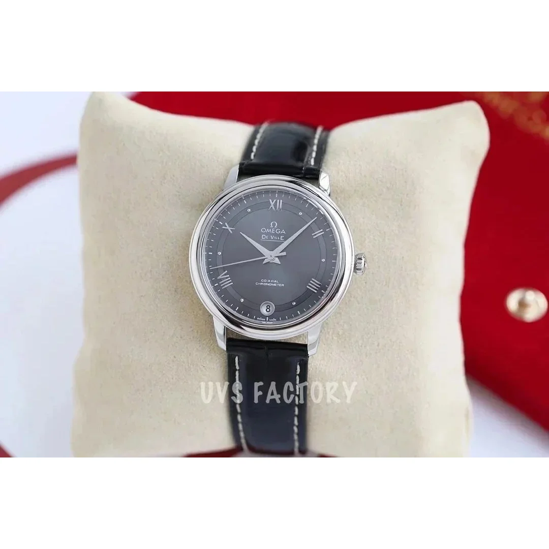 Omega Omega De Ville Co-Axial Chronometer Black Leather Watch Black