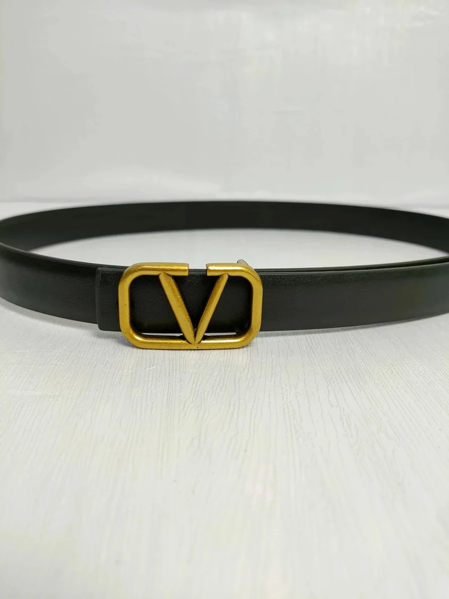 Valentino Valentino V Logo Belt Black Gold Black - 1