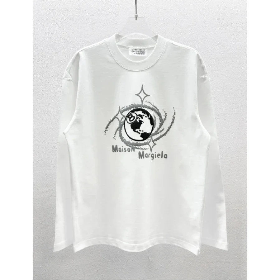 Maison Margiela Maison Margiela Earth Print Long Sleeve T-Shirt White White - 1