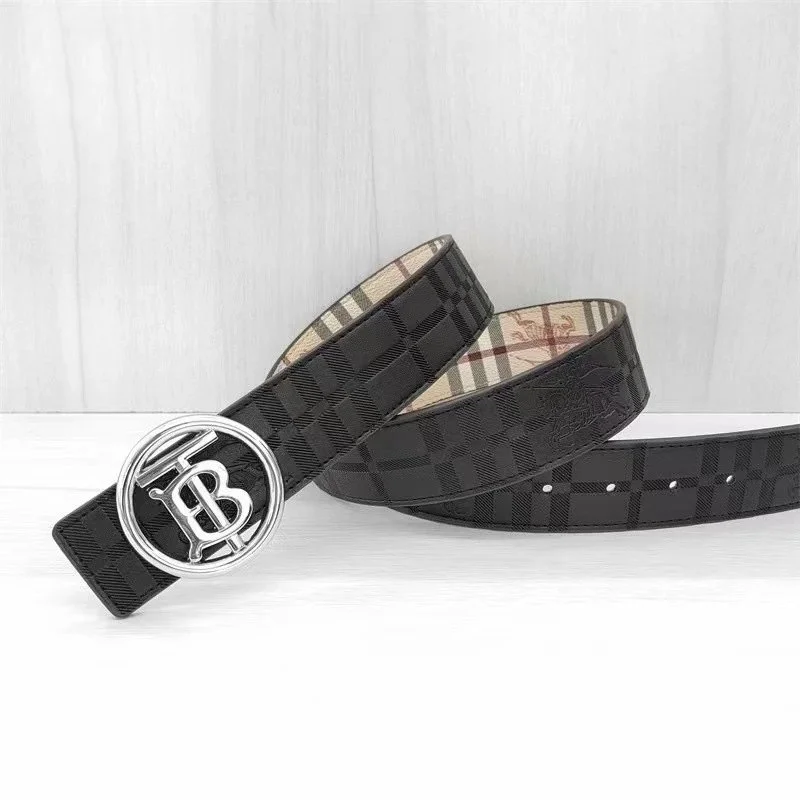 Burberry Burberry TB Monogram Belt Black Leather Black - 1