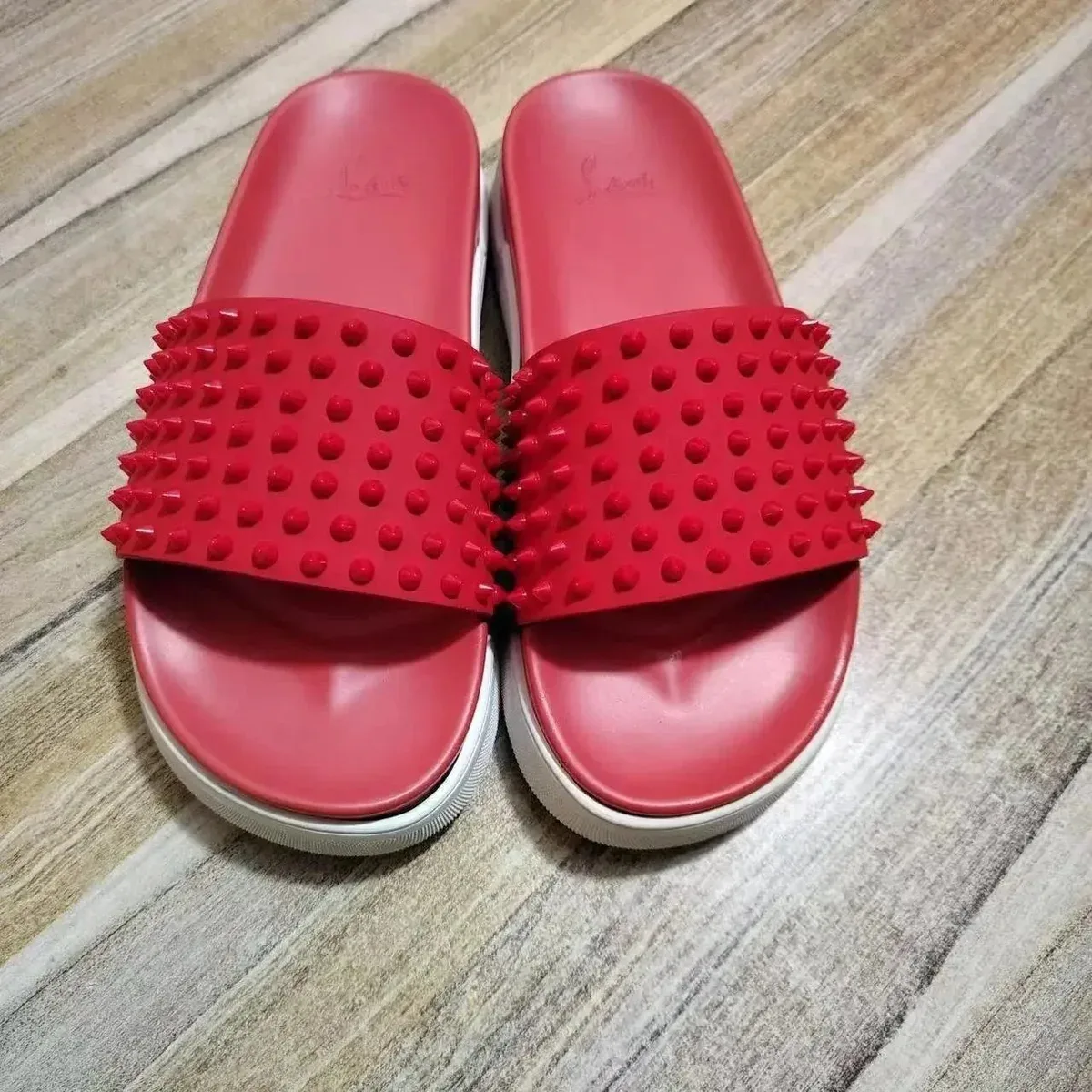 Christian Louboutin Christian Louboutin Pigalle Red Spike Sandals Red - 1