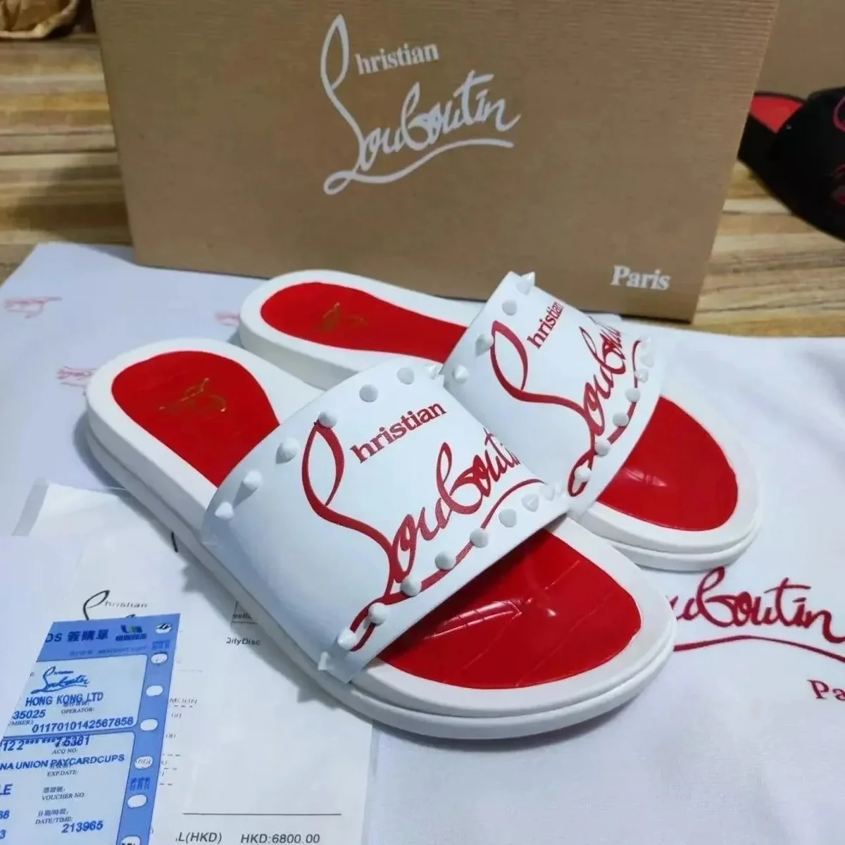 Christian Louboutin Christian Louboutin Slide White Red Sandals White - 1