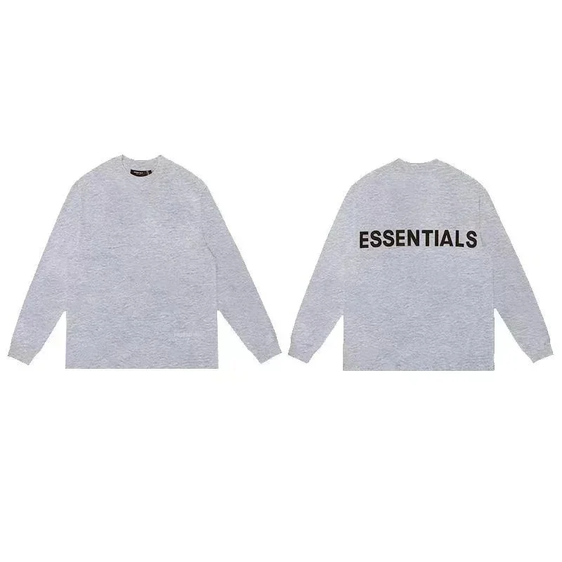 Fear of God Fear of God Essentials Grey Solid Long Sleeve T-Shirt Grey - 1