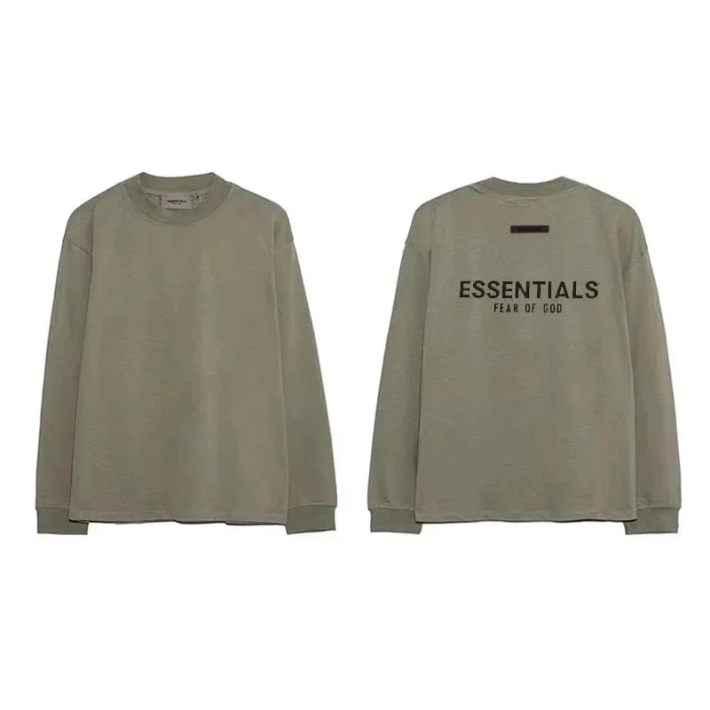 Fear of God Fear of God Essentials Olive Green Long Sleeve T-Shirt Green - 1