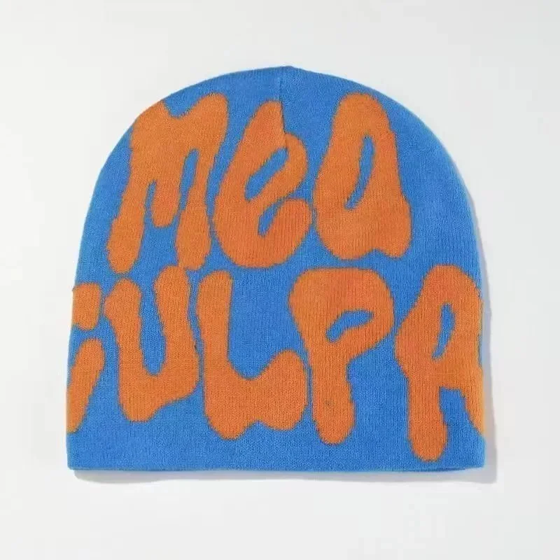 Other Blue Orange MEA CULPA Beanie Hat Blue - 1