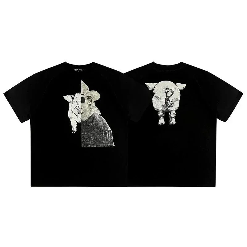 Other Black Pig Print T-Shirt Black - 1