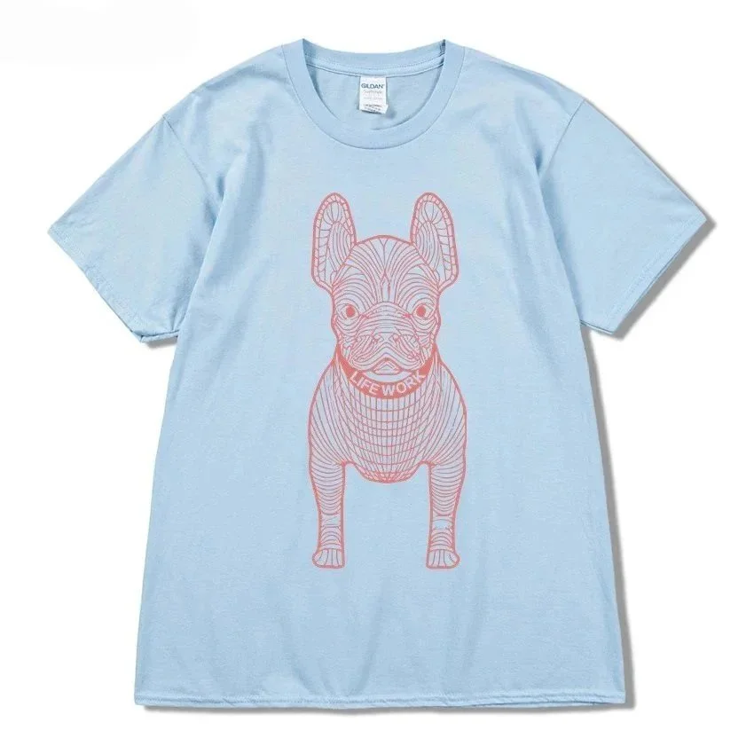 Other Light Blue Red Text French Bulldog T-Shirt Blue - 1