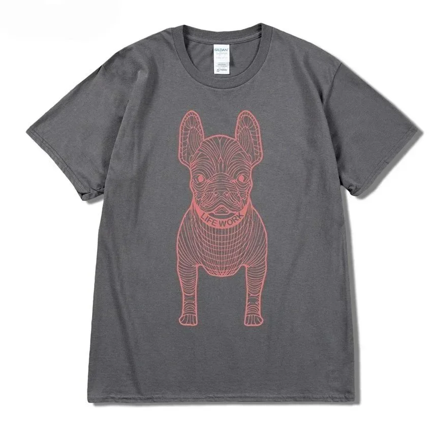 Other Deep Grey Red Text French Bulldog T-Shirt Grey - 1