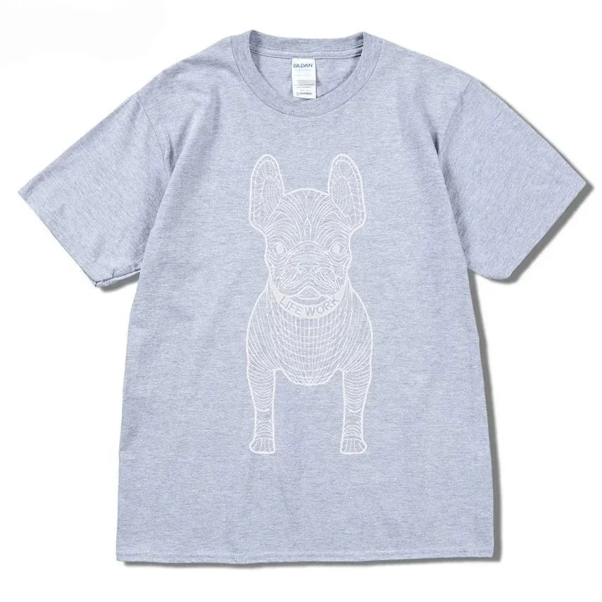 Other Light Grey White Print Bulldog T-Shirt Grey - 1
