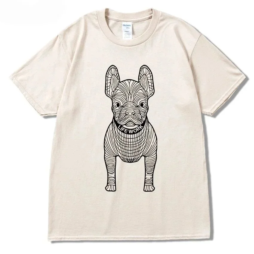 Other Beige Life Work French Bulldog T-Shirt Beige - 1