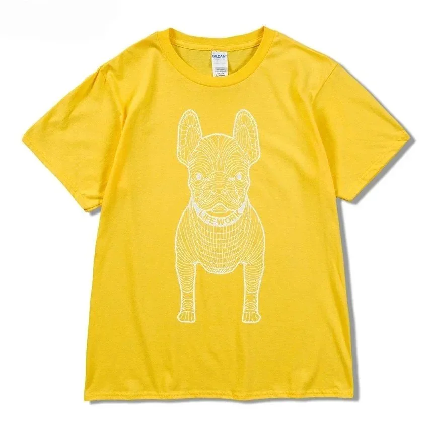 Other Yellow White Print Dog T-Shirt Yellow - 1