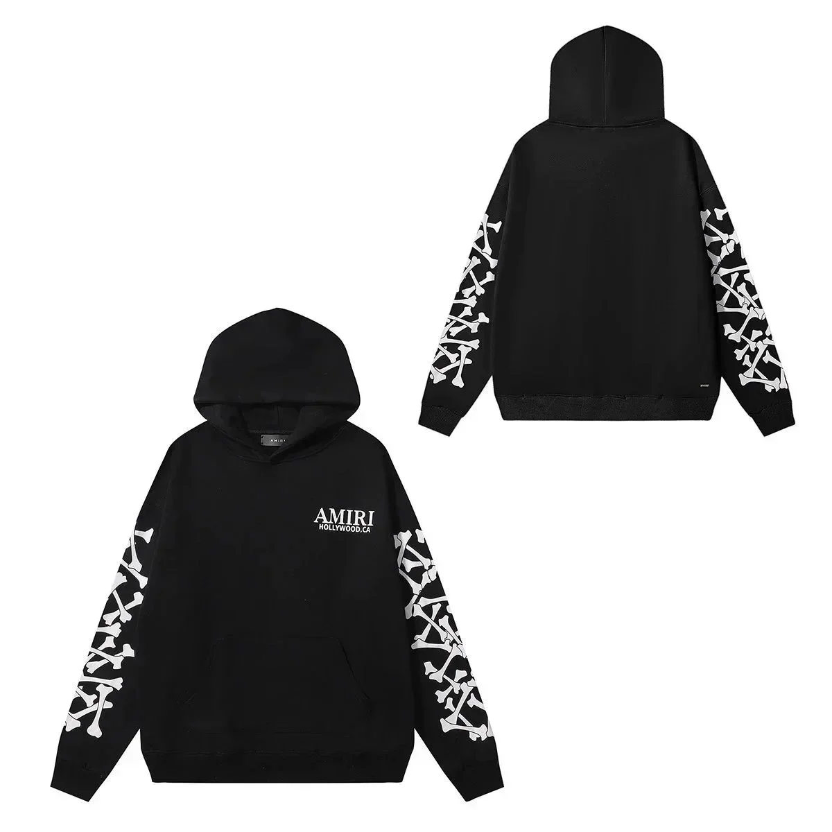 Amiri Amiri Hollywood CA Bone Print Hoodie Black Black - 1
