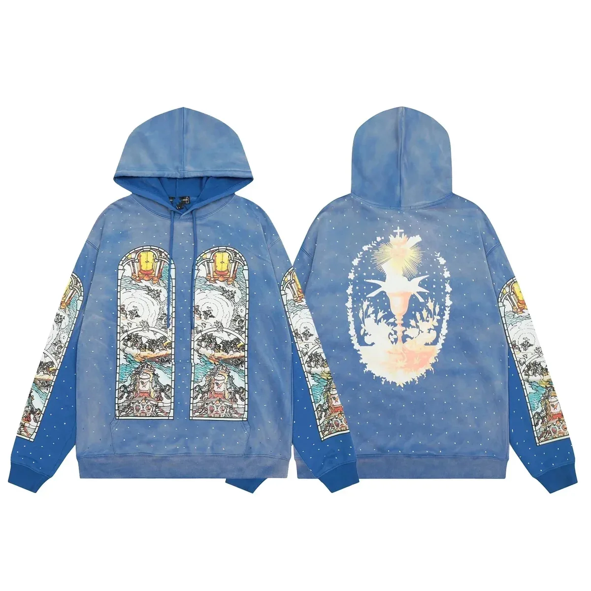 Other Unisex Stained Glass Hoodie Blue Colorway Blue - 1