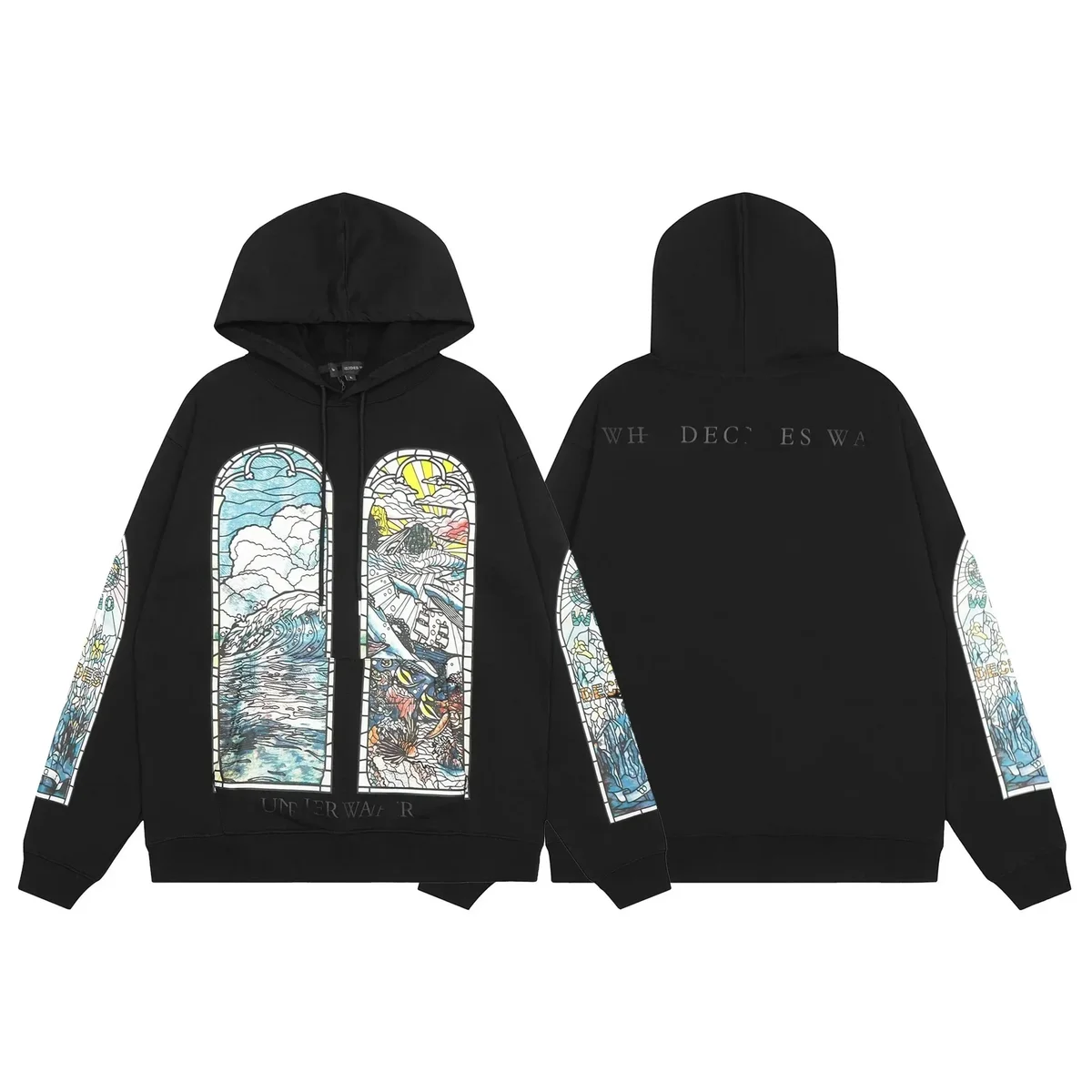 Other Black Stained Glass Hoodie Sweatshirt Black - 1