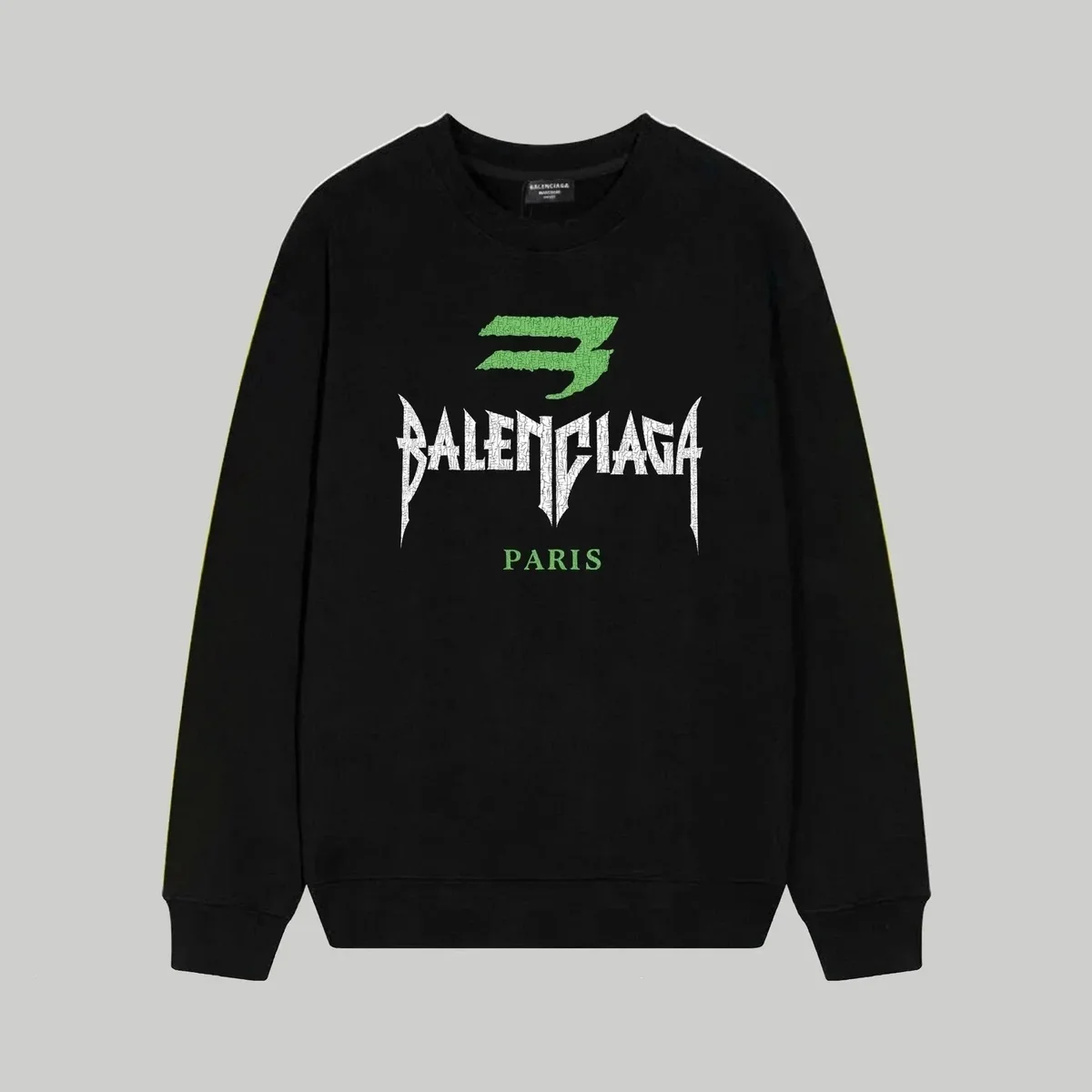 Balenciaga Balenciaga Black PARIS Graphic Crewneck Sweatshirt Black - 1