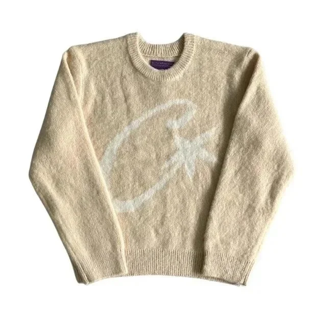 Other Unisex Beige Crewneck Sweater with Large Graphic Beige - 1