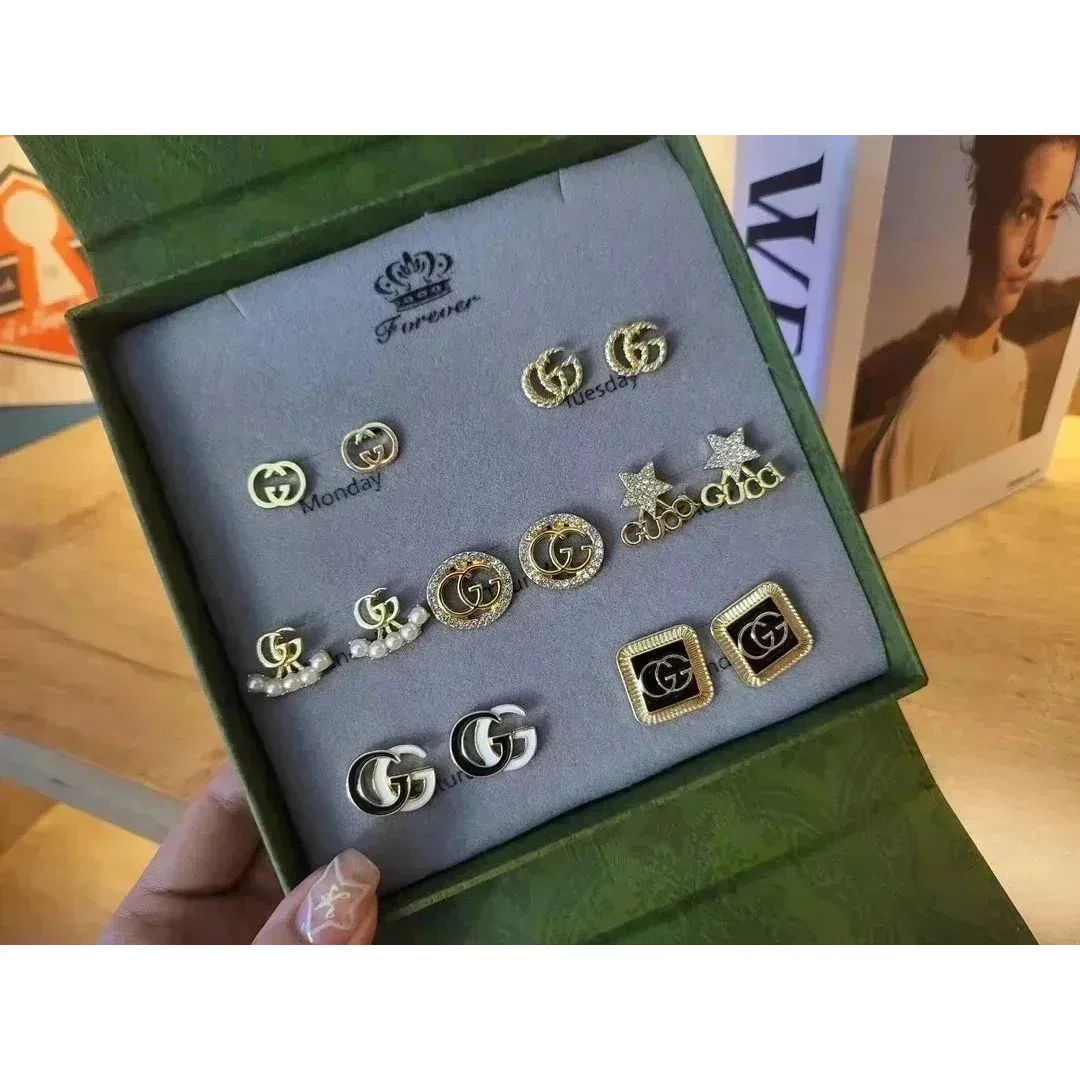 Gucci Gucci GG Marmont Gold & White Earrings Set Gold - 1