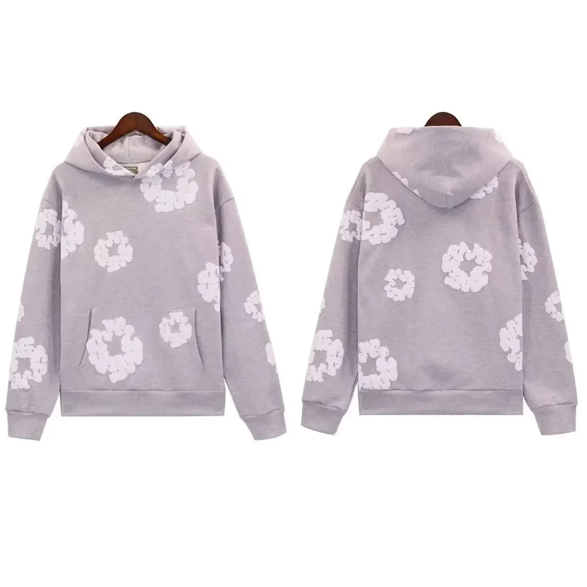 Other Grey Hoodie with White Floral Print Grey - 1