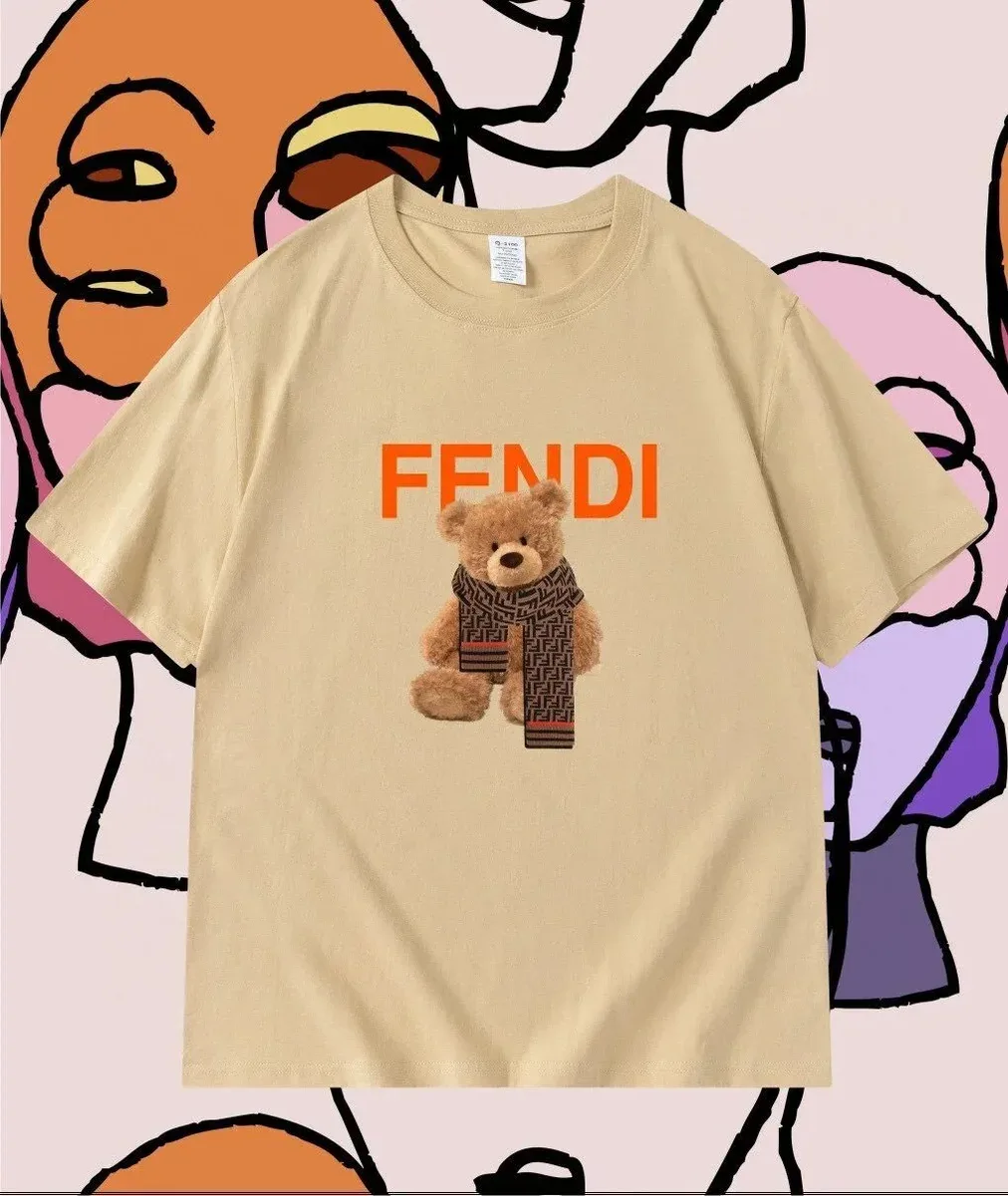 Fendi Fendi Bear Print T-Shirt Beige Beige - 1