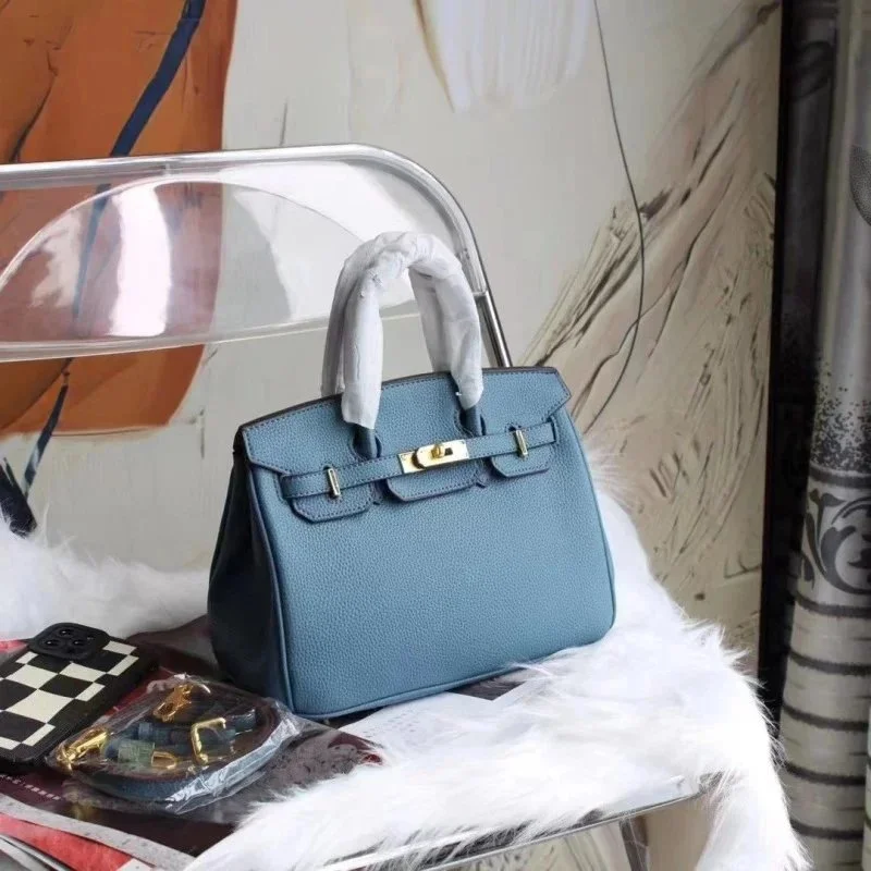 Hermès Birkin Leinenblaue Tragetasche
