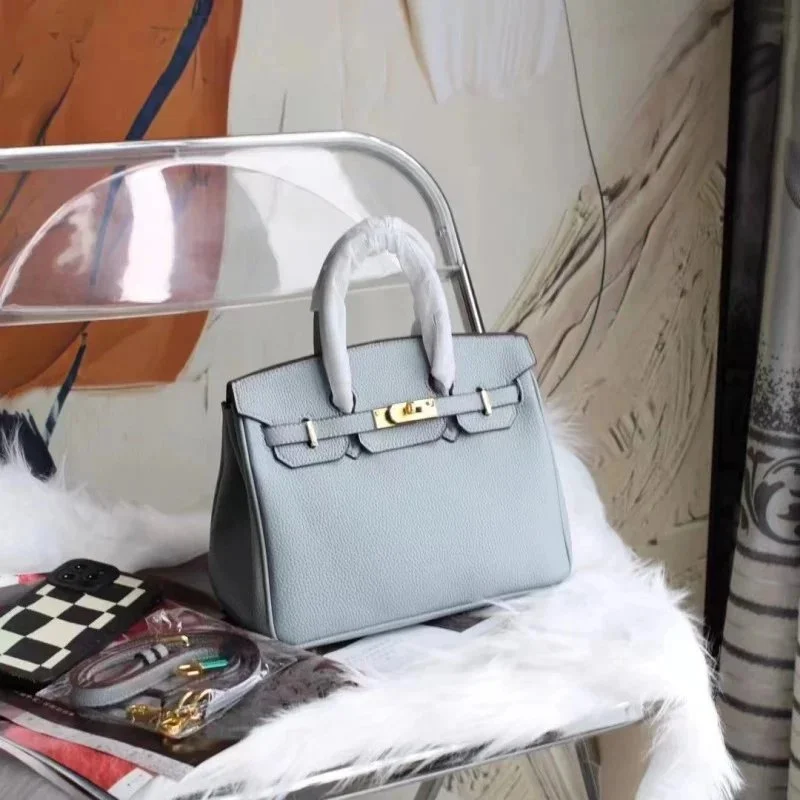Hermès Birkin Šedá kožená kabelka