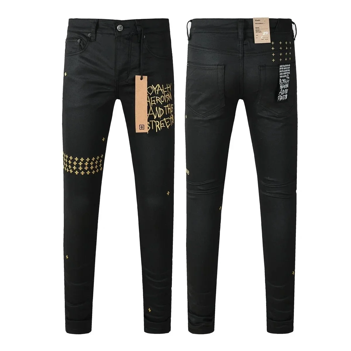 KSUBI KSUBI 3045 Black with Gold Embroidery Jeans Black - 1