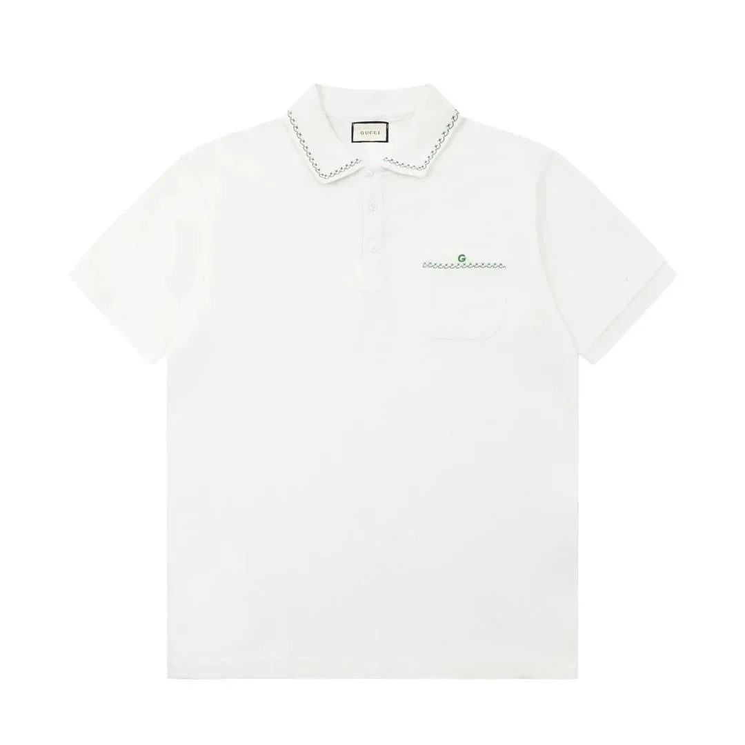 Gucci Gucci Polo Shirt White Green Embroidery T-Shirts White - 1