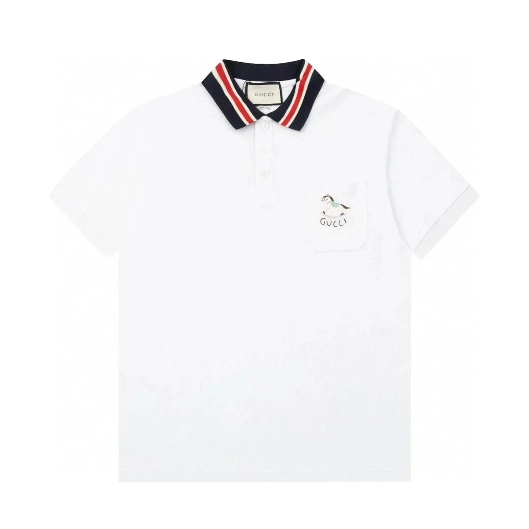 Gucci Gucci White Horse Embroidery Polo Shirt White - 1