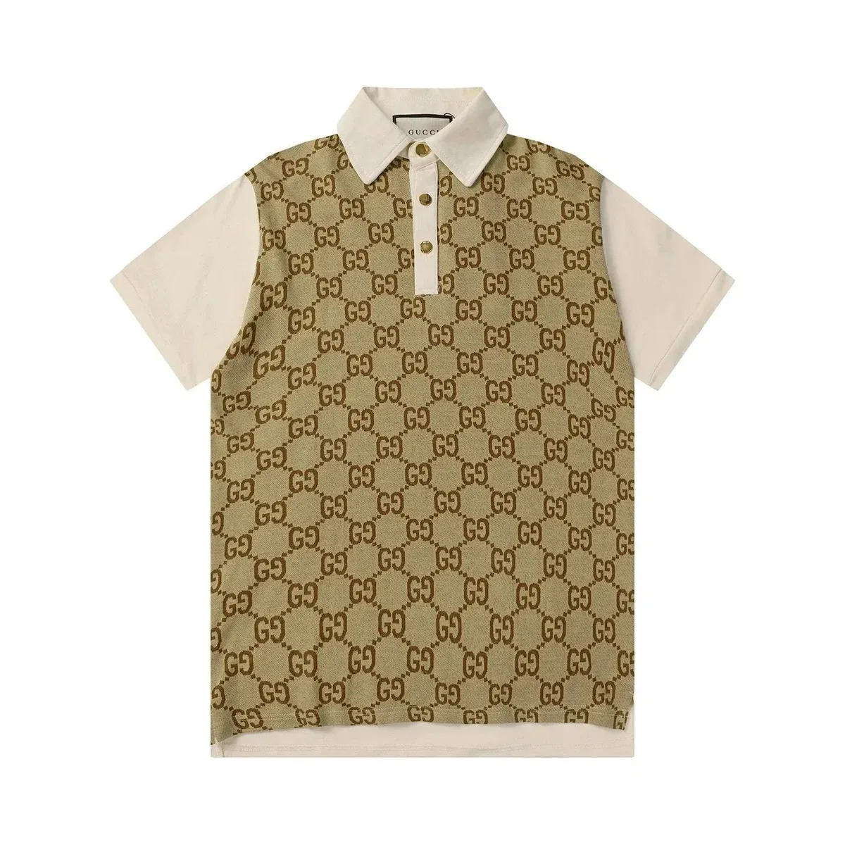 Gucci Gucci GG Marmont Polo Shirt Beige/White T-Shirt Beige - 1