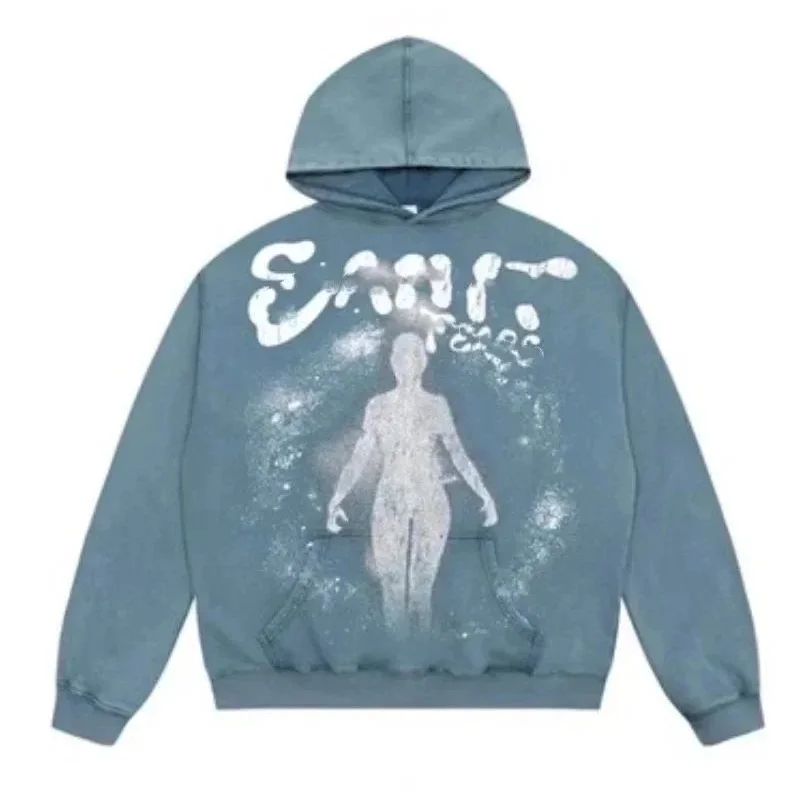 Other Unisex Earth Graphic Hoodie in Blue Blue - 1