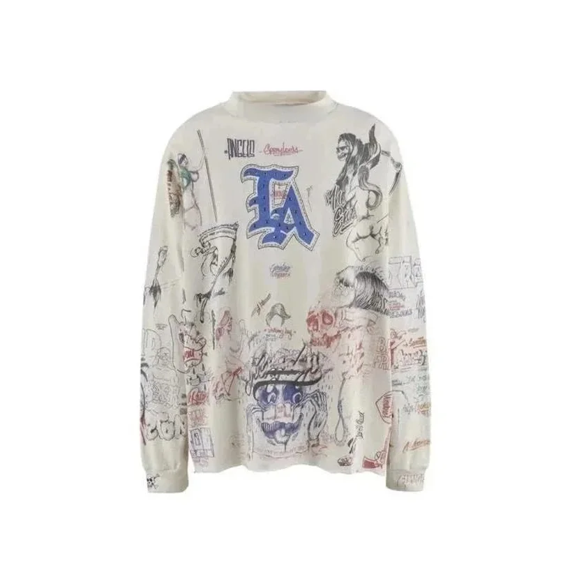 Other Unisex LA Graffiti Print Oversized T-Shirt White - 1