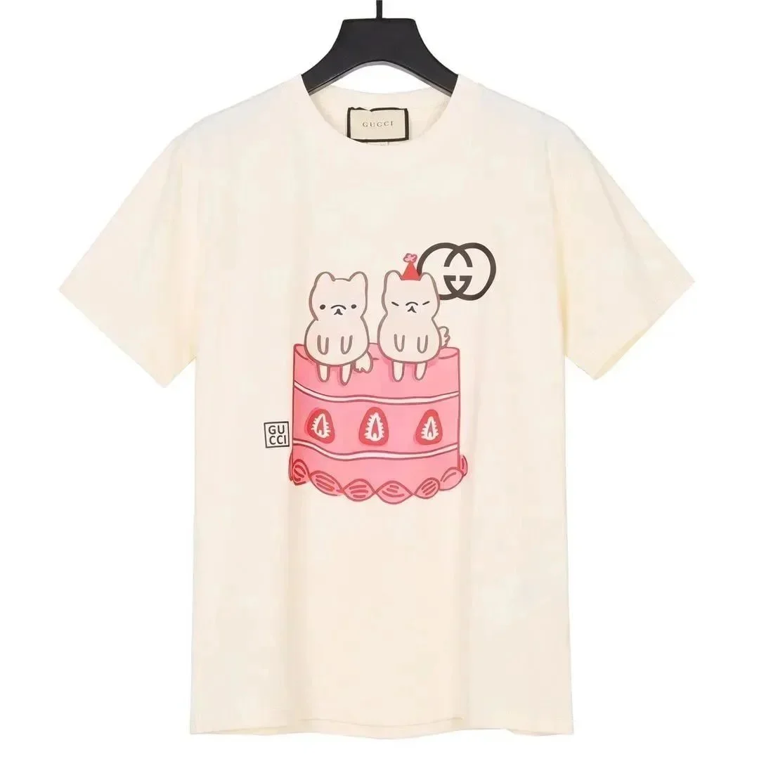 Gucci Gucci Cat Print T-Shirt Cream Cream - 1