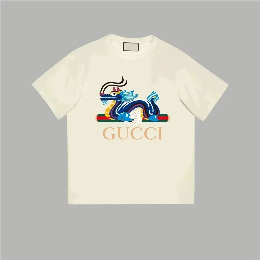 Gucci Gucci Dragon Print T-Shirt White Casual White - 1