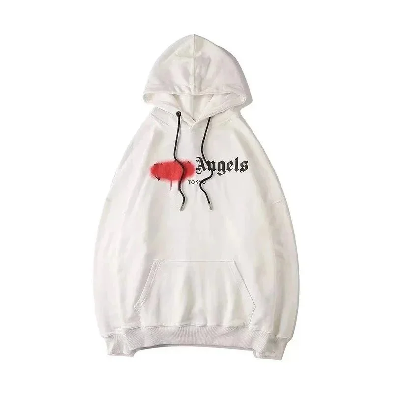 Palm Angels Palm Angels Angels White Hoodie with Red Logo White