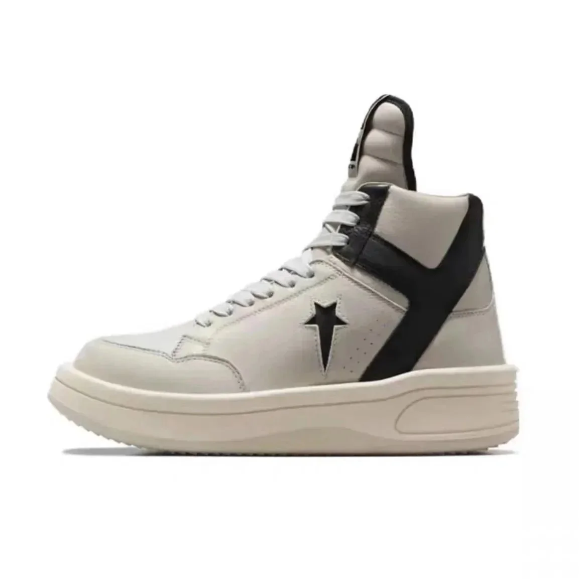 Other Unisex White & Black Star High Top Sneakers White - 1