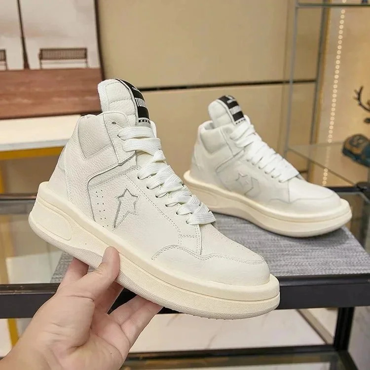 Other White Leather High-Top Sneakers with Star Detail White - 1