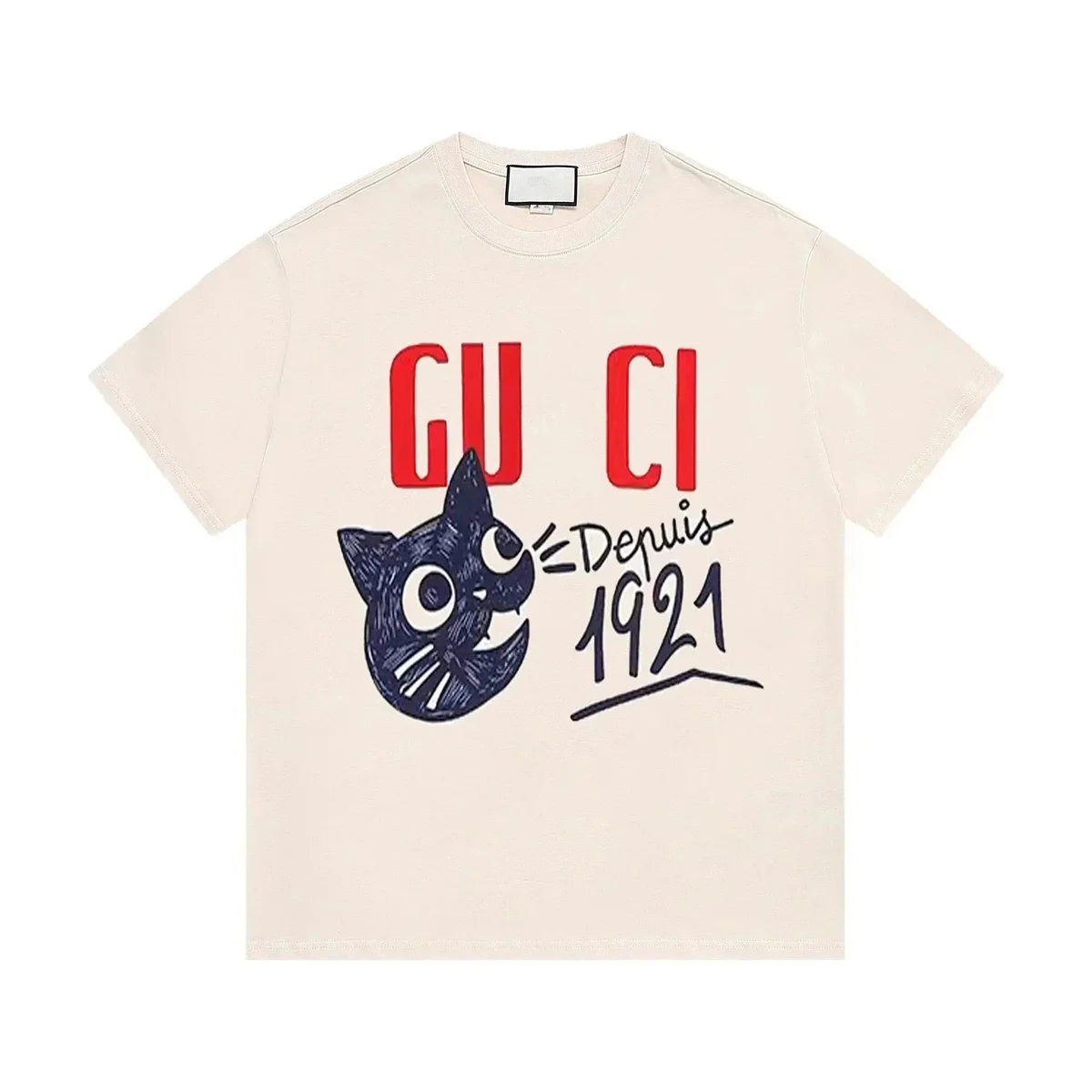 Gucci Gucci Cream Cat Print T-Shirt Cream - 1