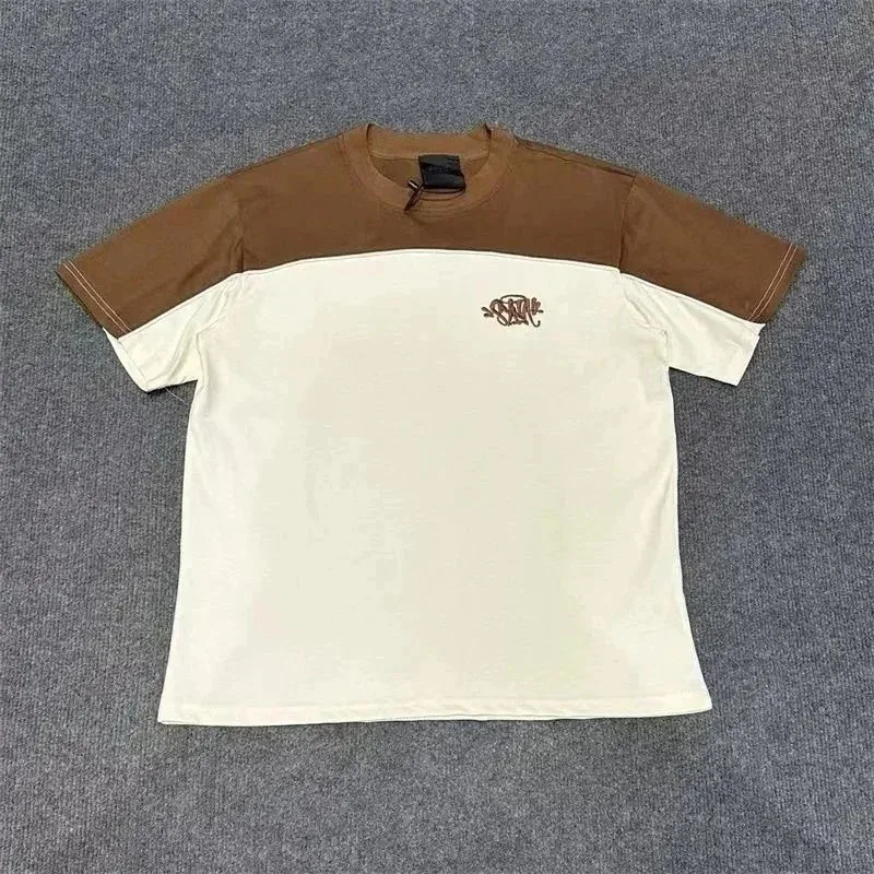Other Unisex Colorblock T-Shirt with Embroidered Logo Cream - 1