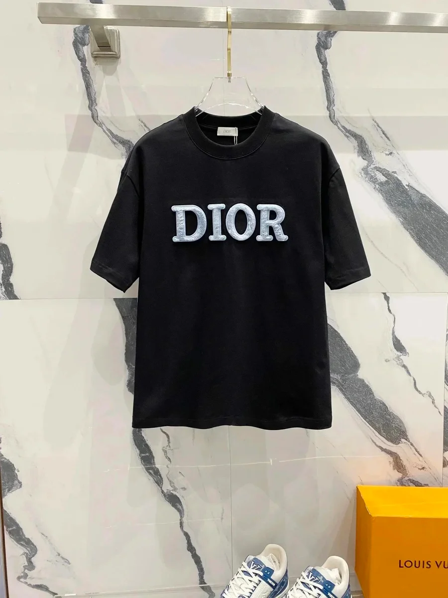 Dior Dior Embroidered Logo Black T-Shirt Black - 1