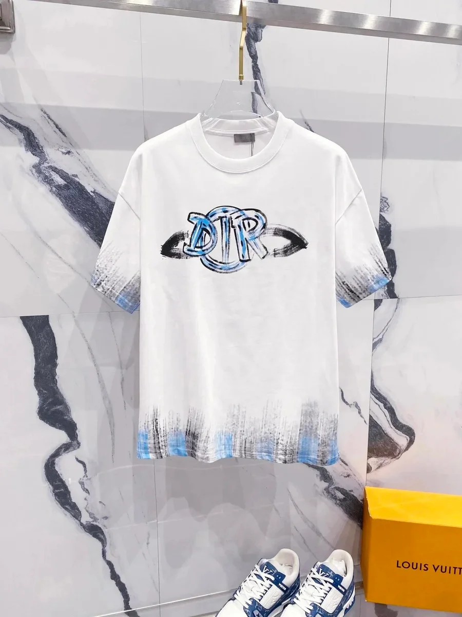 Dior Dior CD Logo T-Shirt White/Blue White - 1