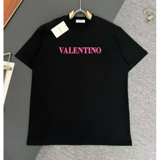 Valentino Valentino Pink Logo Black T-Shirt Black - 1