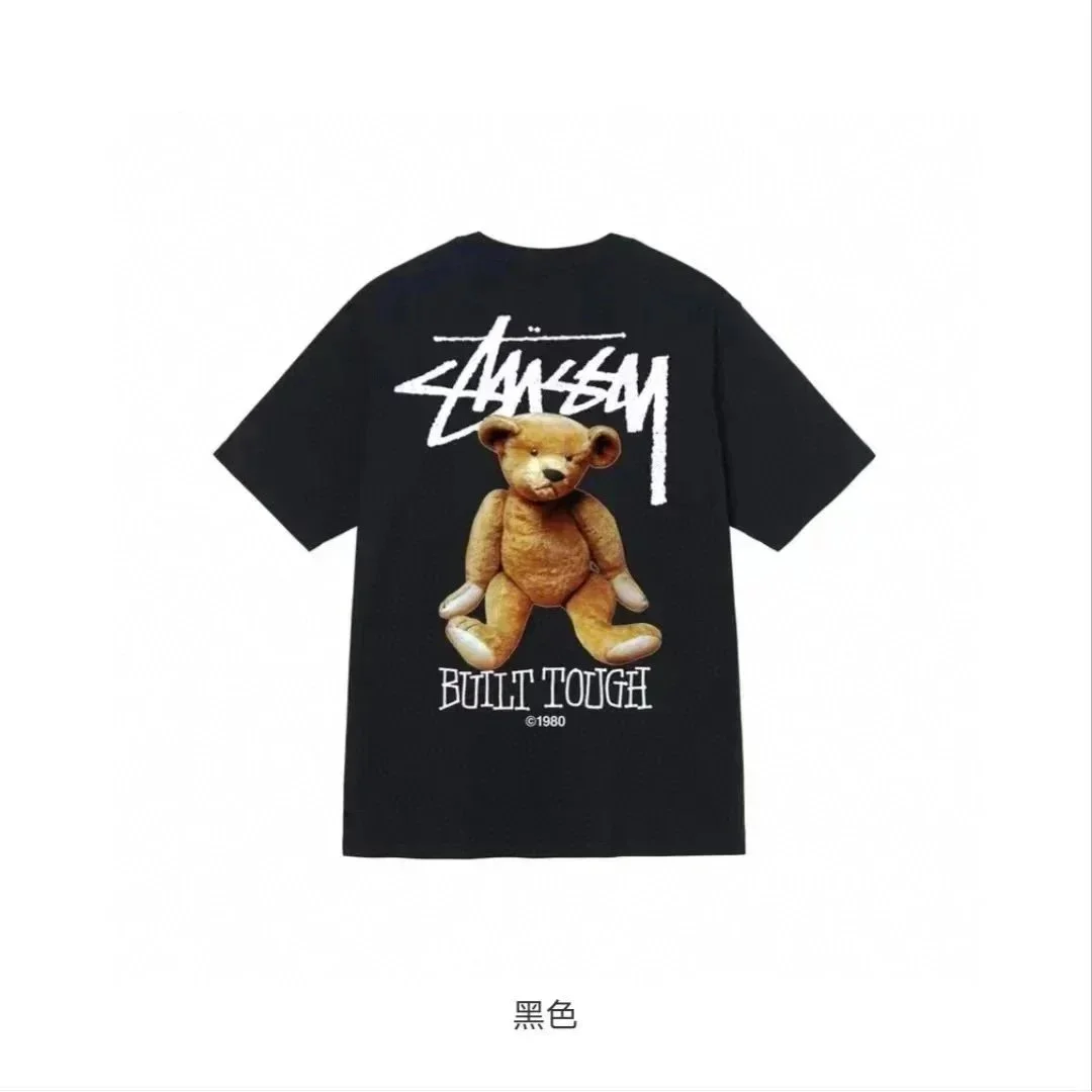 Stussy Stussy Tri-Logo Built Tough Bear Black T-Shirt Black - 1