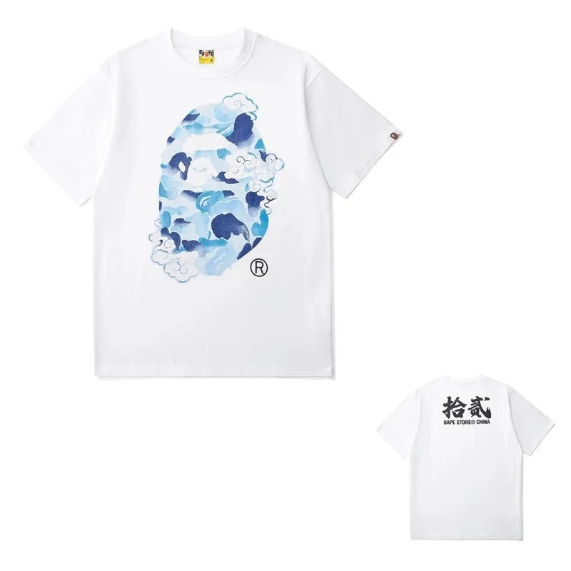 A Bathing Ape BAPE STA White Blue Camo Graphic T-Shirt White - 1